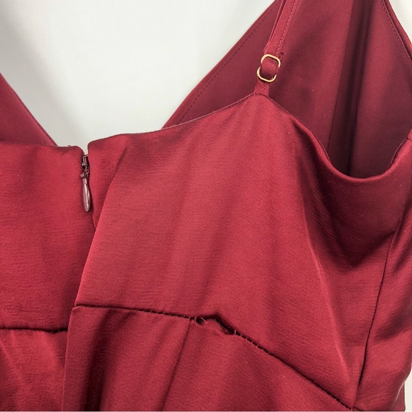 Significant Other Revolve Midi Wedding Guest Formal Wine Red Ruffle Dress Size 4 - Picture 4 of 6